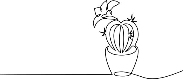 房子里的仙人掌在花盆里连续画一条线图片下载