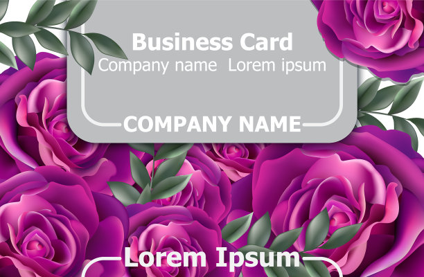 名片与玫瑰鲜花逼真图片下载