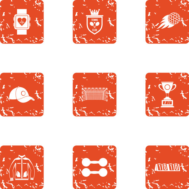 太空运动图标设置垃圾摇滚风格图片下载