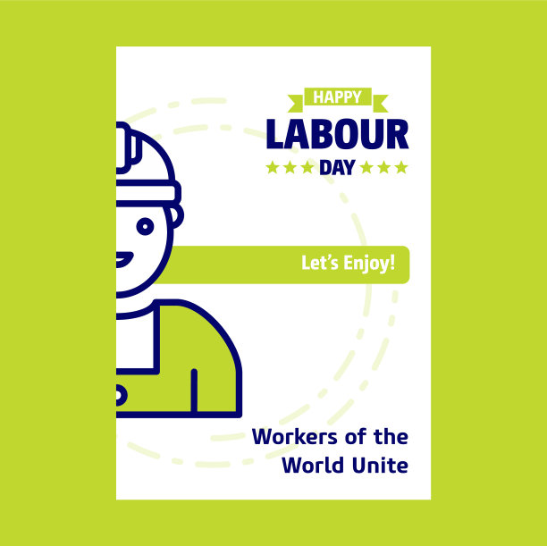 以绿色和蓝色为主题的劳动节快乐设计图片下载