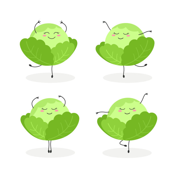 一套有趣的卡通卷心菜芭蕾舞者图片下载