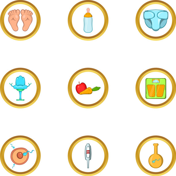 开始宝宝生活图标设定卡通风格图片下载