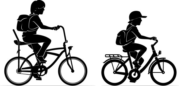 老式的孩子骑自行车上学图片下载