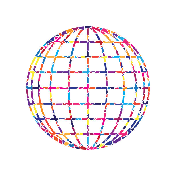 地球标志彩色玻璃图标上图片下载