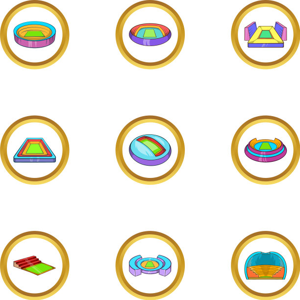 足球场图标设置卡通风格图片下载