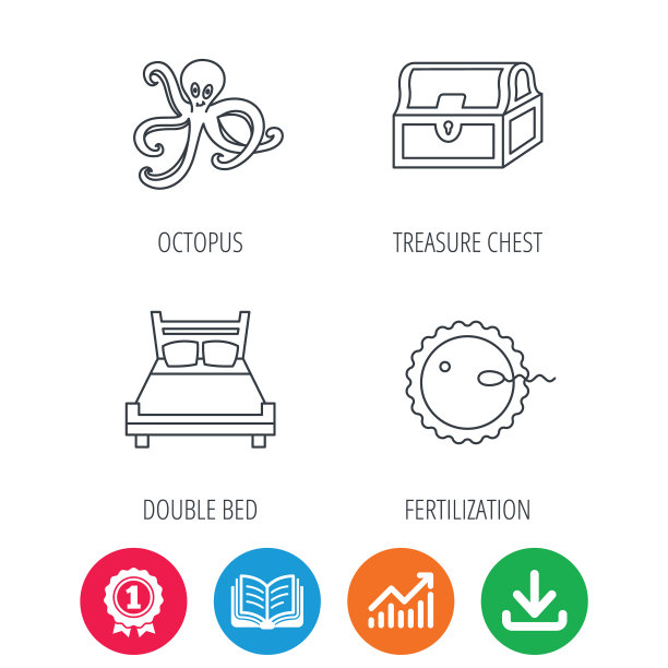 受精双人床和章鱼图标图片下载