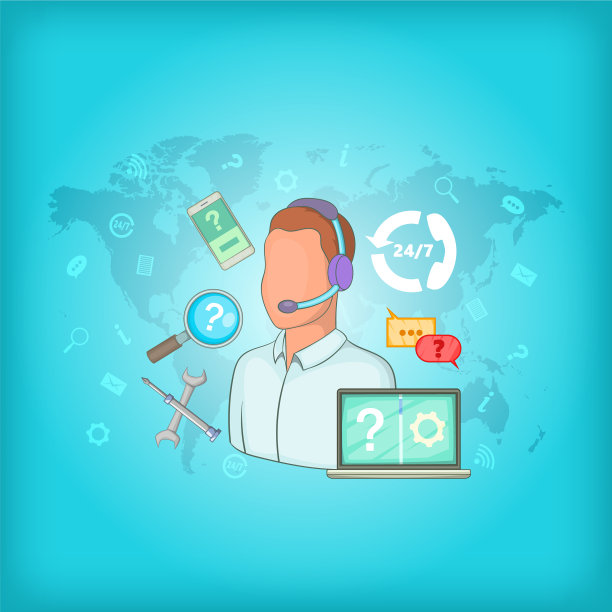 呼叫中心概念全球地图卡通风格图片下载