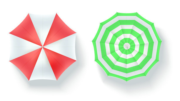 一套多色沙滩伞俯视图图片下载