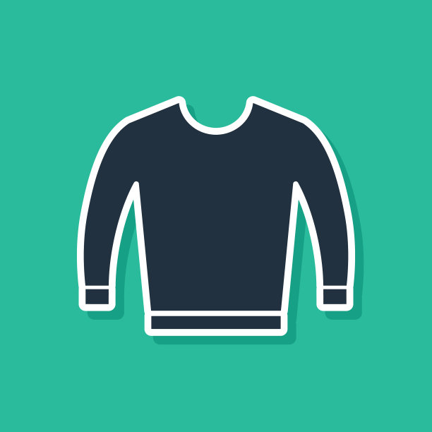 蓝色毛衣图标孤立在绿色背景图片下载