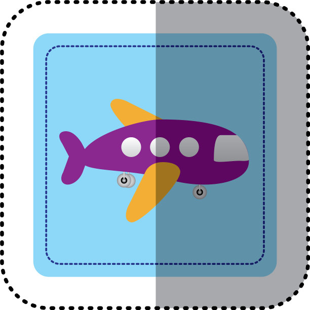 贴纸方形按钮卡通喷气飞机图片下载