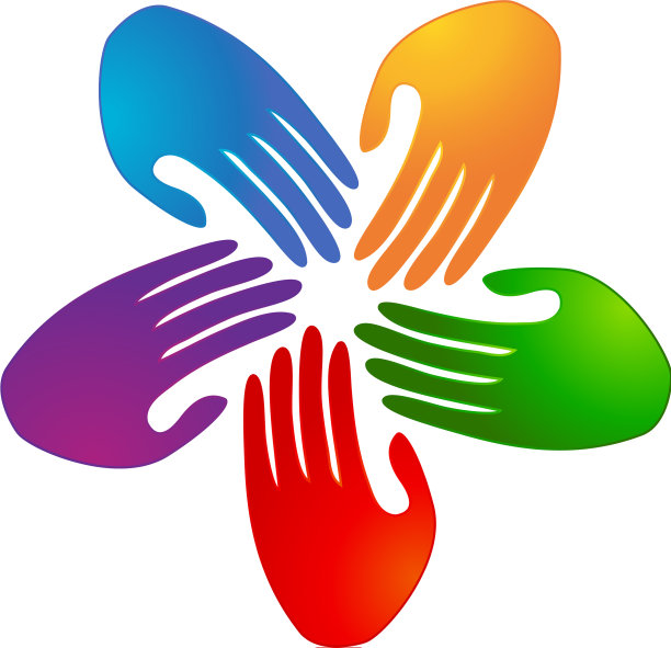 五彩缤纷的团队手标图片下载