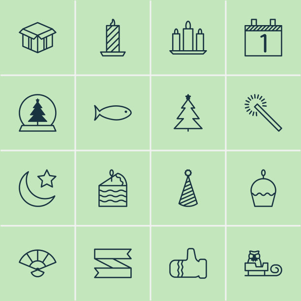 快乐的图标设置与手扇蜡烛玻璃玩具图片下载