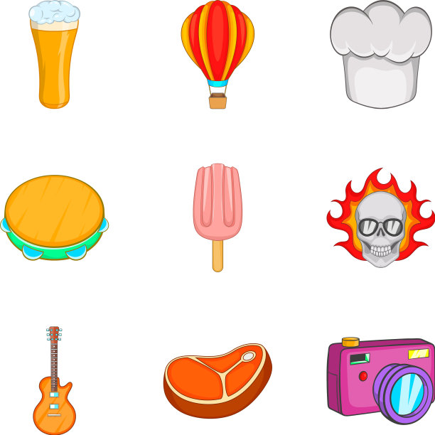 美食节图标设置卡通风格图片下载