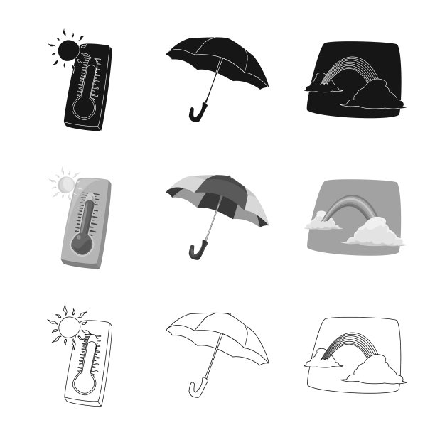 孤立对象的天气和气候标志集图片下载