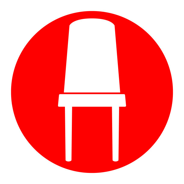 办公椅标志白色红色图标图片下载