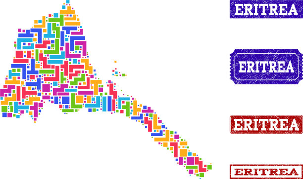 厄立特里亚马赛克地图和纹理邮票图片下载
