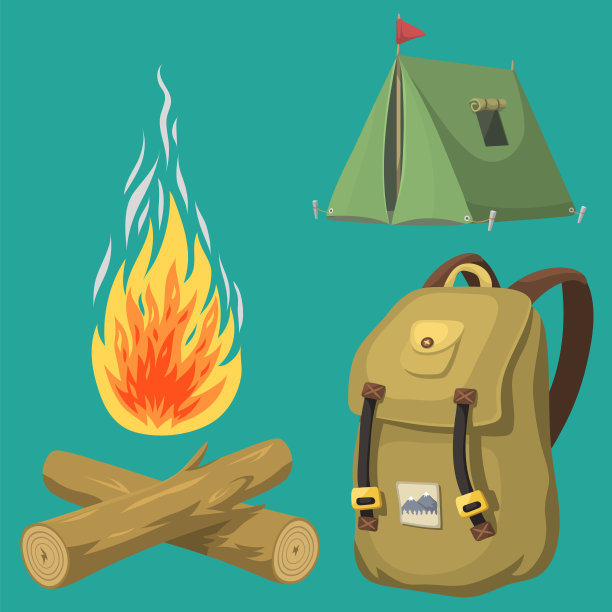 徒步露营装备和营地装备图片下载