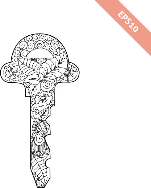 带花卉装饰的钥匙图片下载