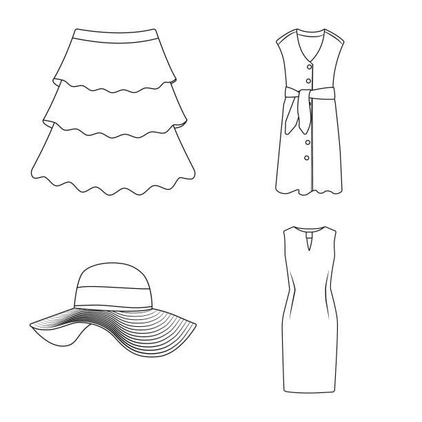 孤立对象的女人和服装符号集图片下载