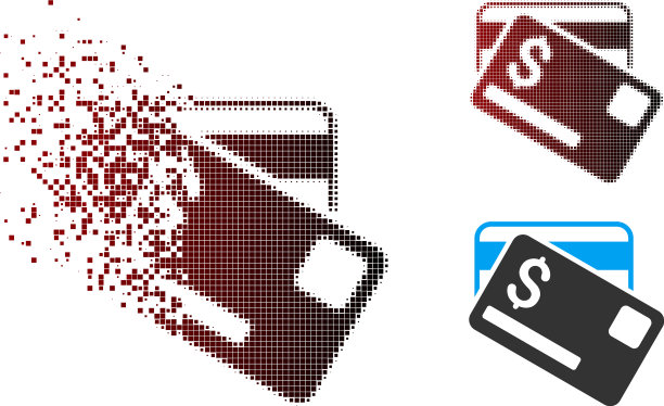 溶解像素半色调信用卡图标图片下载