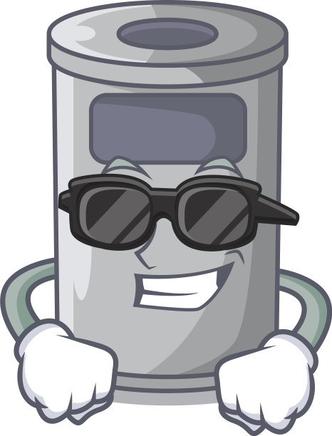 超级酷的卡通钢垃圾桶在门口图片下载