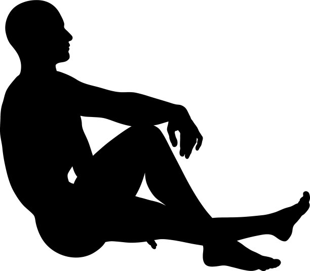 坐姿男子侧影图片下载