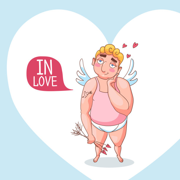 可爱的丘比特角色的情人节卡片图片下载