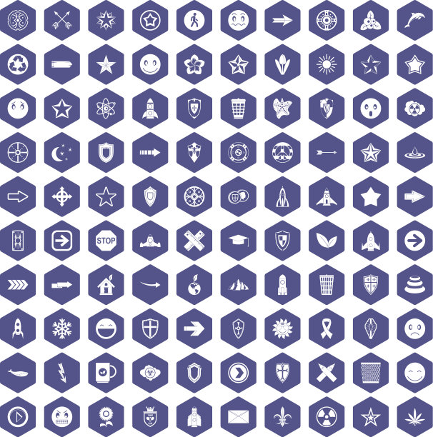 100图标六边形紫色图片下载