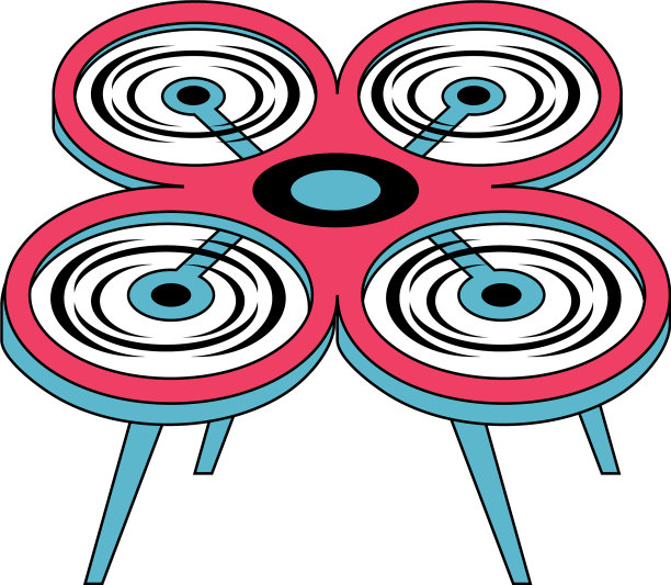 现代四轴飞行器与摄像头俯视图图片下载