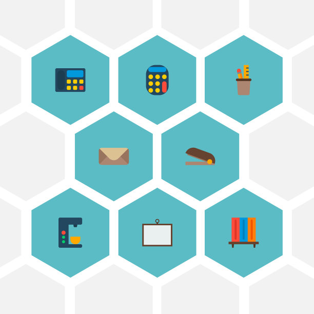 一组工作空间图标的平面样式符号图片下载