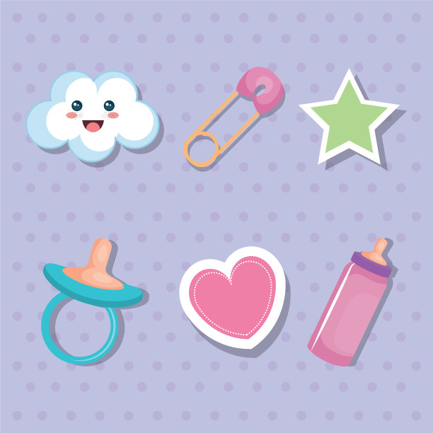 婴儿淋浴卡与设置图标图片下载