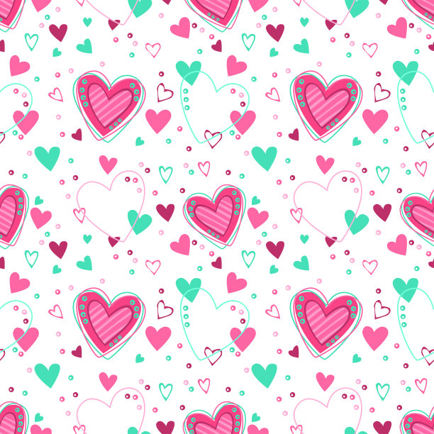 可爱的心形无缝图案图片下载