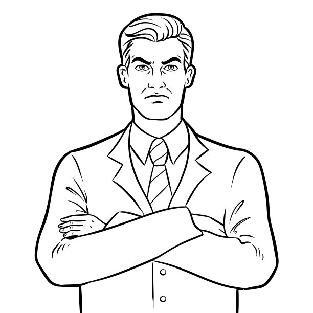 生气的老板严肃的商人着色图片下载