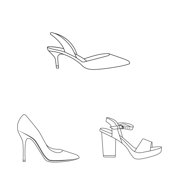 设计鞋履和女性标志套装图片下载