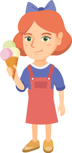 一个白人小女孩拿着冰淇淋蛋卷图片下载