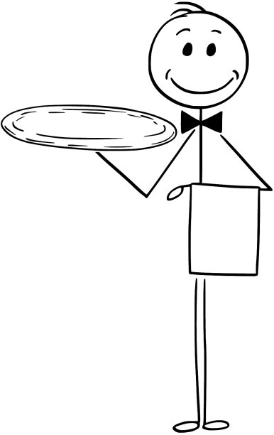 卡通侍者拿着空银托盘图片下载
