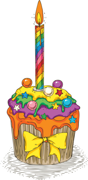 彩虹蛋糕和蜡烛图片下载