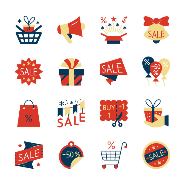 清仓大甩卖彩色平标风格套装图片下载