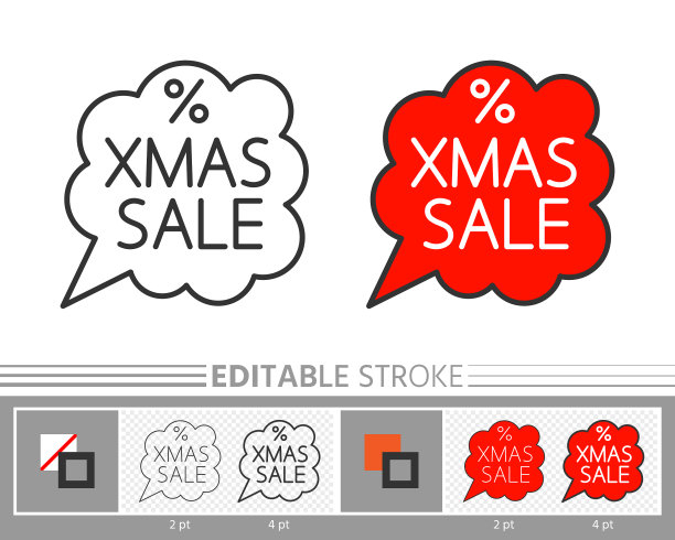 圣诞销售泡沫横幅圣诞线图标图片下载