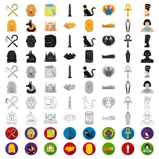 古埃及卡通图标集合图片下载