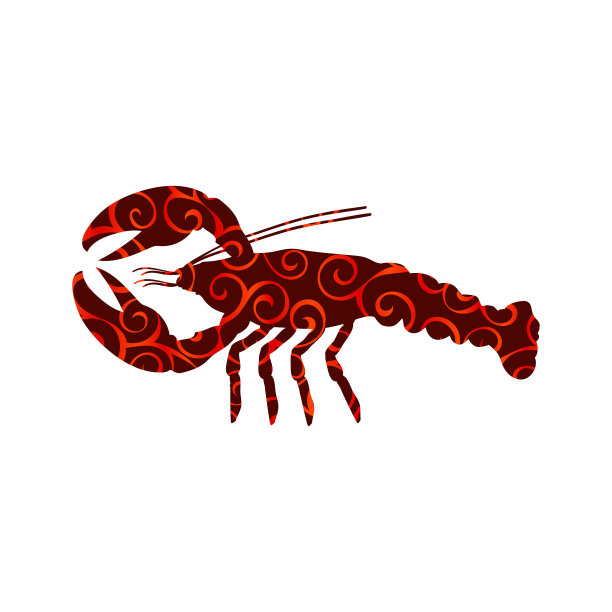 小龙虾螺旋图案颜色剪影水生图片下载