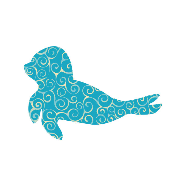 海牛犊海螺图案彩色剪影图片下载