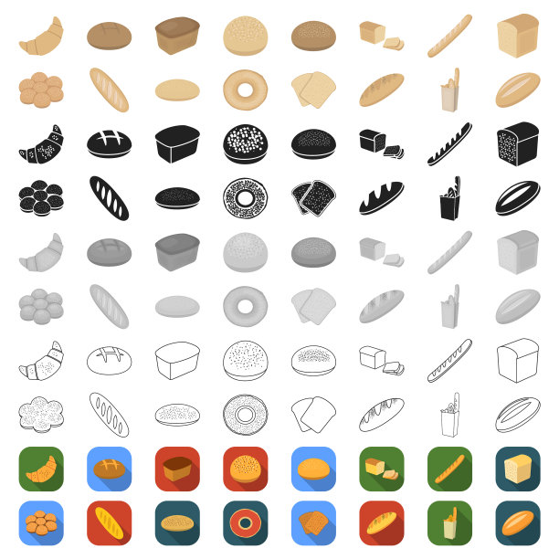 面包卡通图标类型的集合图片下载