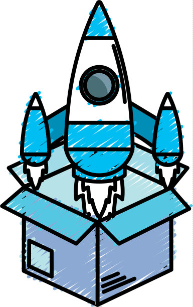 带科技火箭的盒子外面图片下载