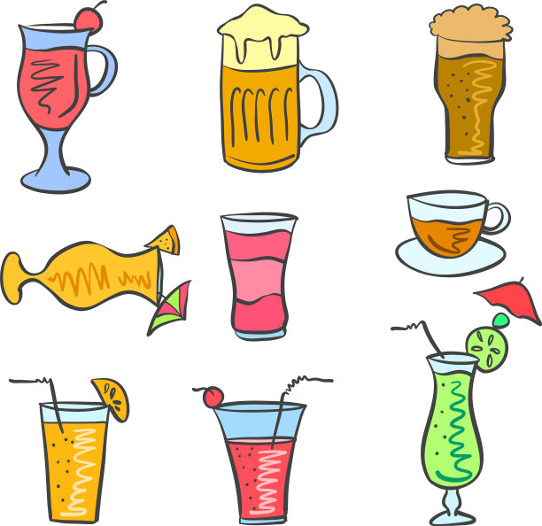 艺术饮料套装涂鸦图片下载