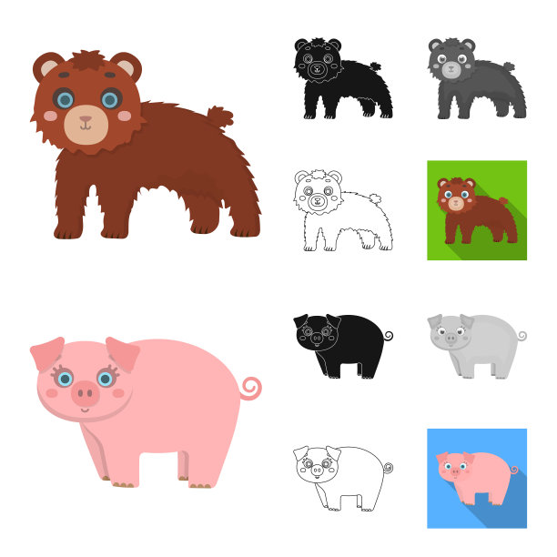 动物玩具cartoonblackflatmonochromeoutline图片下载