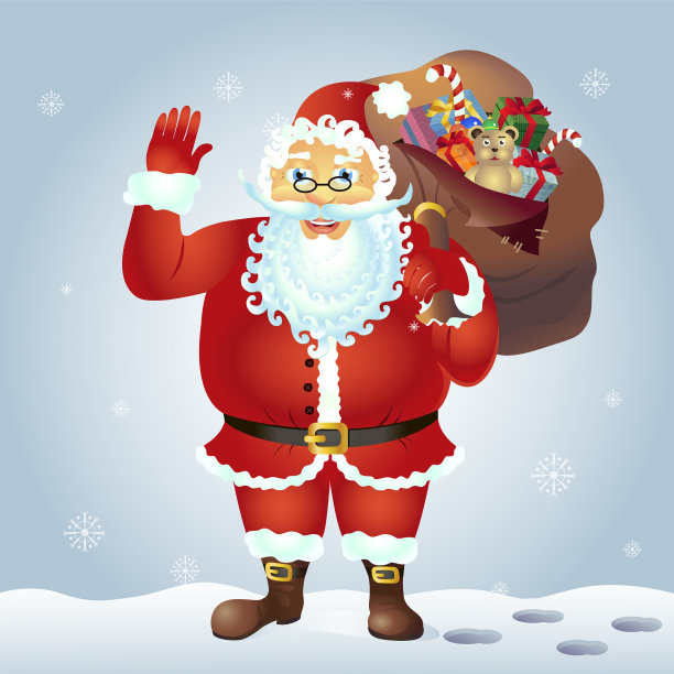 卡通圣诞老人挥着手圣诞老人图片下载