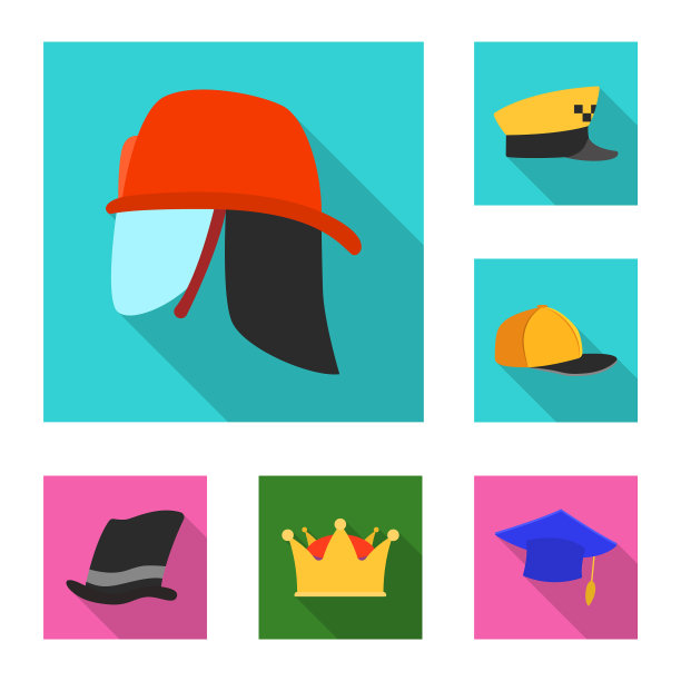孤立对象的帽子和帽子符号图片下载