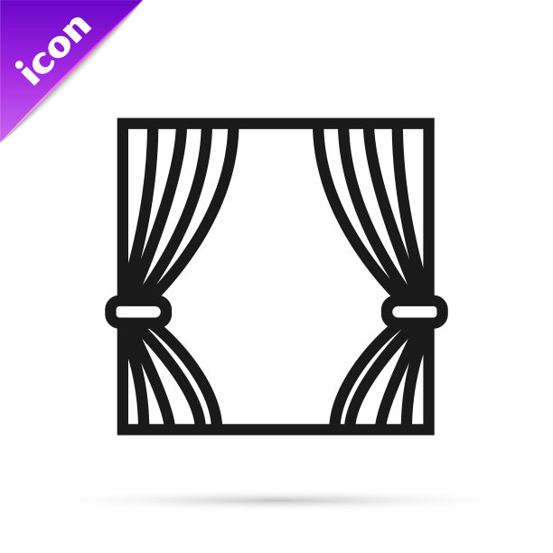 黑色线窗帘图标孤立在白色图片下载
