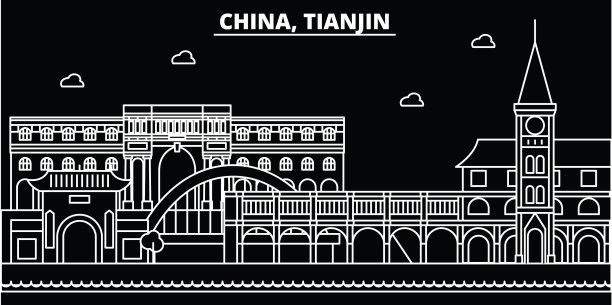 天津剪影天际线中国-天津图片下载